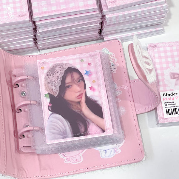 MINS STUDIOS Plaid Pink Binder Pocket Paper