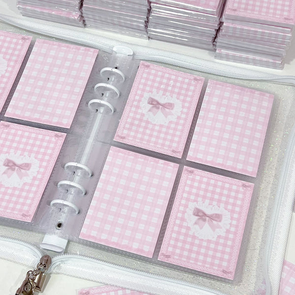 MINS STUDIOS Plaid Pink Binder Pocket Paper