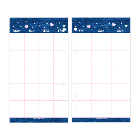 A6 Denim Monthly Binder Refill