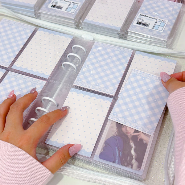 MINS STUDIOS Blue Cotton Binder Pocket Paper