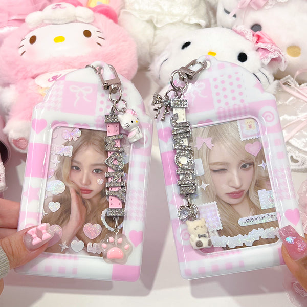 MINS STUDIOS Pink Quilt Card Holder